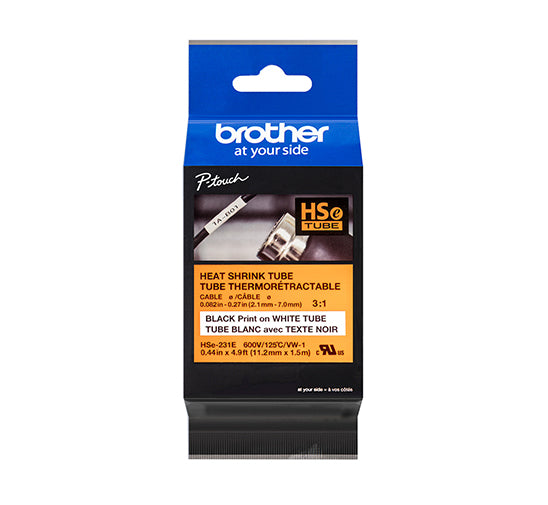Brother HSe-231E Black on White 11.2mm Tape Cassette (100% Genuine)